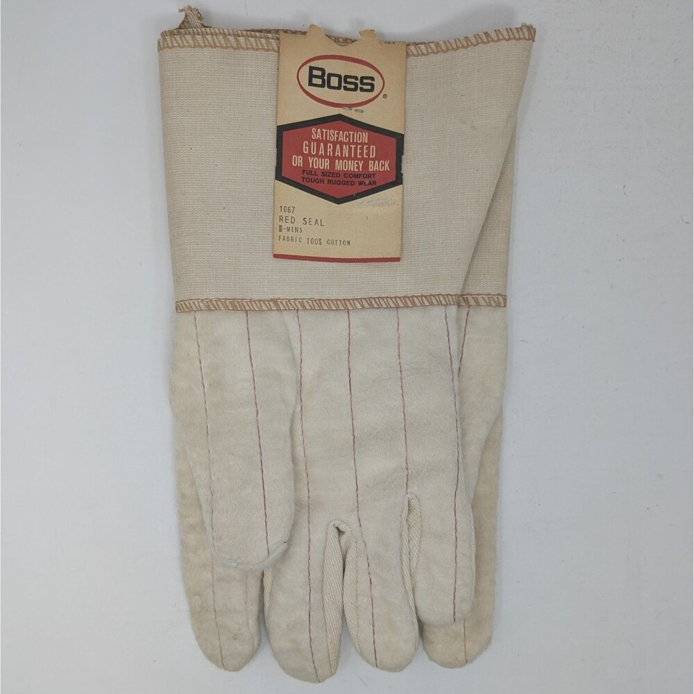 New VTG Boss Red Seal Work Gloves 1067 Rubberized Waterproof NOS Made In USA